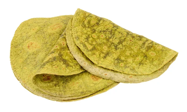 Weiche Spinat Geschmack Tortilla Wraps Isoliert Auf Weißem Hintergrund — Stockfoto