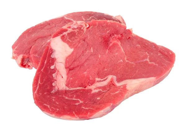 Bife Cru Fresco Carne Vaca Costela Isolado Fundo Branco — Fotografia de Stock