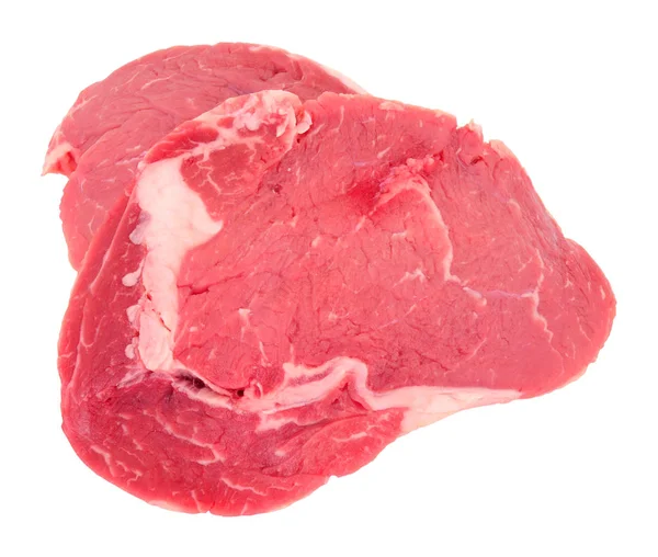 Fresh Raw Rib Eye Beef Steak Isolated White Background Stock Image