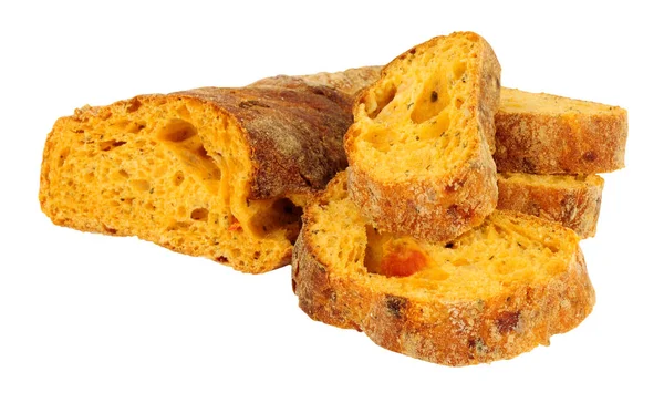 Сыр Фета Сушеный Томатный Хлеб Чаабатта Белом Фоне — стоковое фото
