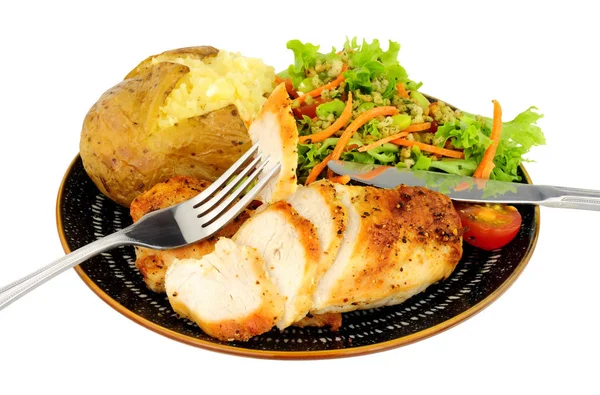 Tavuk Patates Yemek Beyaz Bir Arka Plan Üzerinde Izole Taze — Stok fotoğraf