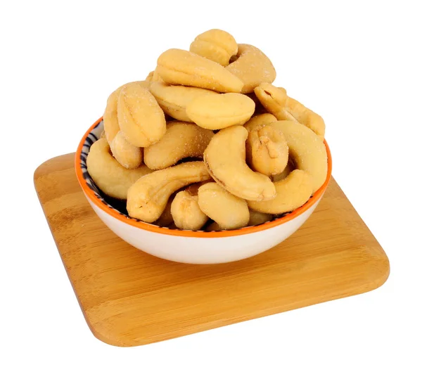 Bowl Roasted Cashew Nuts Isolated White Background — Stock Photo, Image