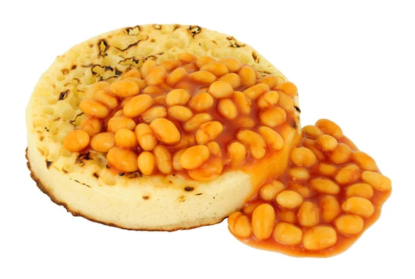 白い背景に隔離された大きな英語のクランペットの焼き豆 — ストック写真