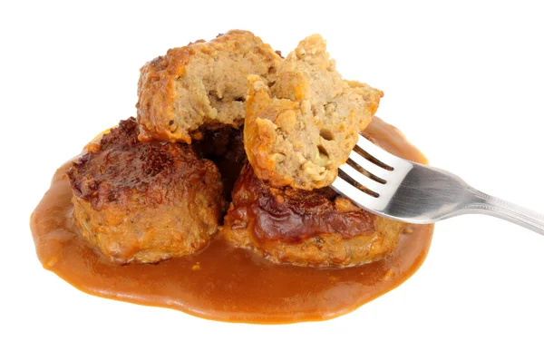 Pork Faggots Gravy Isolated White Background — Stock Photo, Image