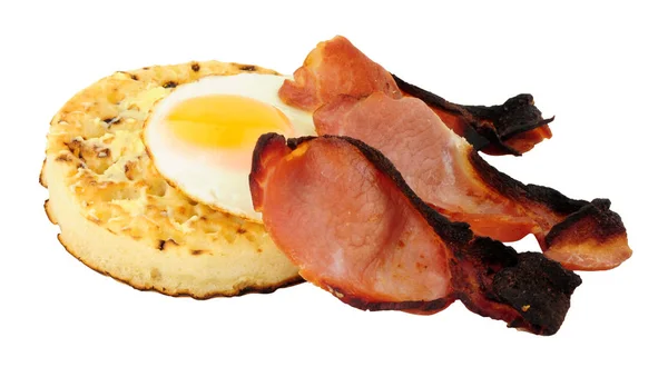 Rashers Uova Fritte Pancetta Affumicata Una Grande Briciola Inglese Isolata — Foto Stock