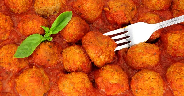 Pork Meatballs Tomato Sauce Background — Stock Photo, Image