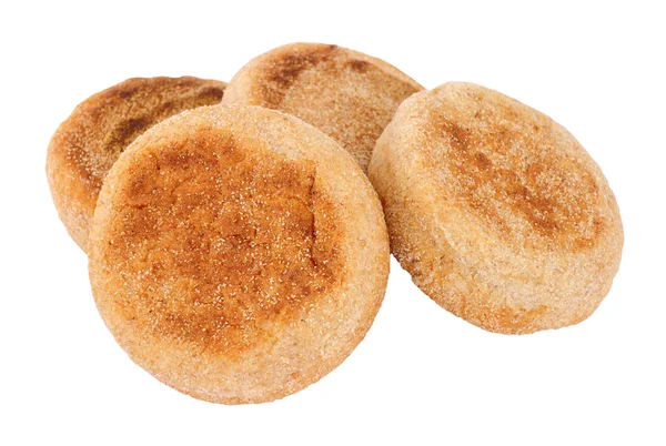 Grupp Fullkornsmjöl Engelska Muffins Isolerade Vit Bakgrund — Stockfoto