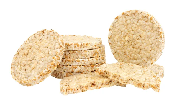 Group of ancient grain spelt cakes isolated on a white background