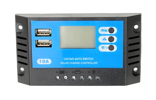 Unità Controllo Del Caricabatterie Solare Elettrico Isolato Sfondo Bianco — Foto Stock