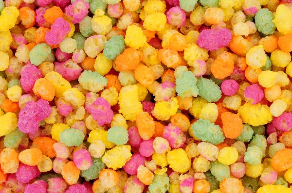 Rainbow Coloured Puffed Maize Rice Confectionery Background — Stock Photo, Image