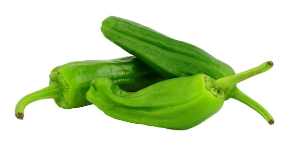 Groep Verse Rauwe Groene Mediterrane Padron Paprika Geïsoleerd Een Witte — Stockfoto