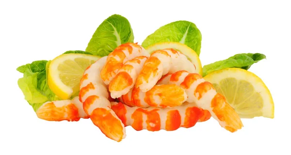 Vis Eiwit Surimi Gevormd Garnalen Vormen Geïsoleerd Een Witte Achtergrond — Stockfoto