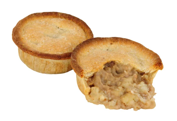 Baked Savoury Potato Meat Filled Pies Shortcrust Pastry Isolated White — Stock Photo, Image