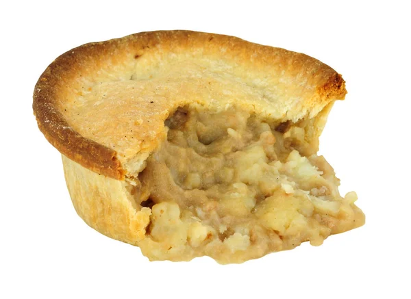 Baked Savoury Potato Meat Filled Pie Shortcrust Pastry Isolated White — Stock Photo, Image