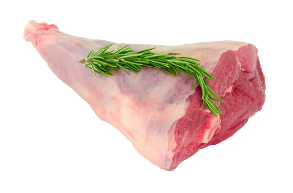 Fresh Raw Half Lamb Leg Meat Joint Isolated White Background — Stock Photo, Image