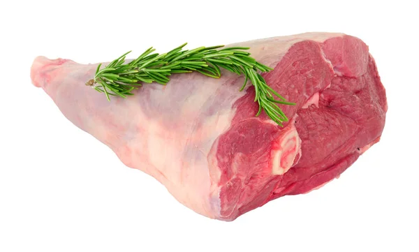 Färsk Halv Lamm Ben Kött Gemensamma Isolerad Vit Bakgrund — Stockfoto