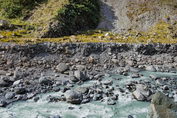 Schmelzwasserfluss Vom Franz Josef Gletscher Gelegen Westland Tai Poutini Nationalpark — Stockfoto