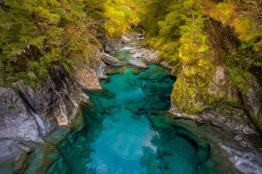 Mavi havuzları Haast geçişinde en ünlü cazibe olduğunu. Yeni Zelanda South Island'da bulunan. Mavi havuzu parça devlet karayolu 6, Haast Pass Mount Aspiring Milli Parkı'nda kısa bir yürüyüş mesafesindedir