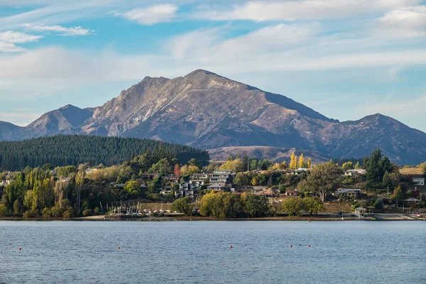 Lago Wanaka Tarde Com Folha Outono Colorido Wanaka Nova Zelândia — Fotografia de Stock