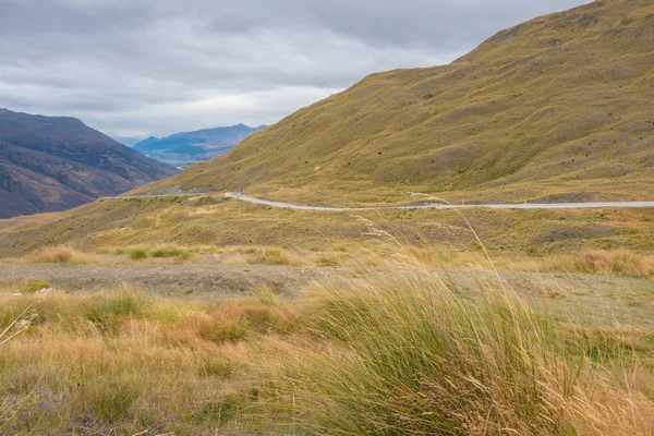 Paisagem Lado Crown Range Road Entre Queenstown Wanaka Estrada Principal — Fotografia de Stock