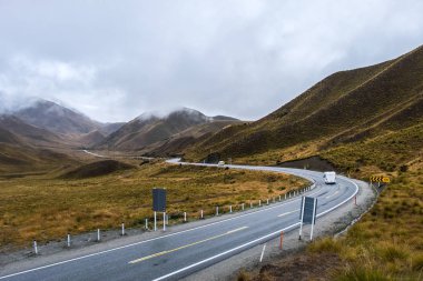 Lindis Pass, Yeni Zelanda'nın Güney Adası etrafında peyzaj