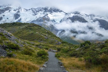 Fahişe Vadisi parça, bir en popüler yürüyen Aoraki/Mt Cook Milli Parkı, Yeni Zelanda'da