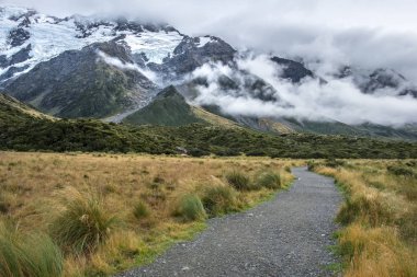 Fahişe Vadisi parça, bir en popüler yürüyen Aoraki/Mt Cook Milli Parkı, Yeni Zelanda'da
