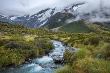 Fahişe Vadisi parça, bir en popüler yürüyen Aoraki/Mt Cook Milli Parkı, Yeni Zelanda'da