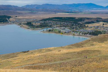 Mount John Gözlemevi Lake Tekapo, Yeni Zelanda yakın çevresinde peyzaj