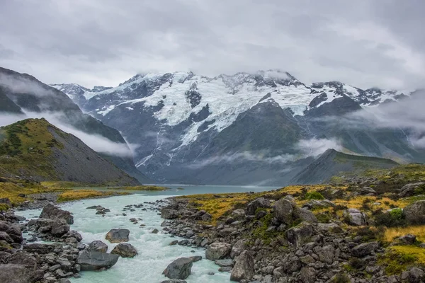 Hooker Valley Track Uno Los Paseos Más Populares Parque Nacional — Foto de Stock