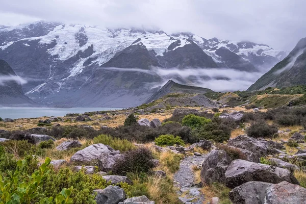 Hooker Valley Track Mest Populära Promenaderna Aoraki Cook National Park — Stockfoto