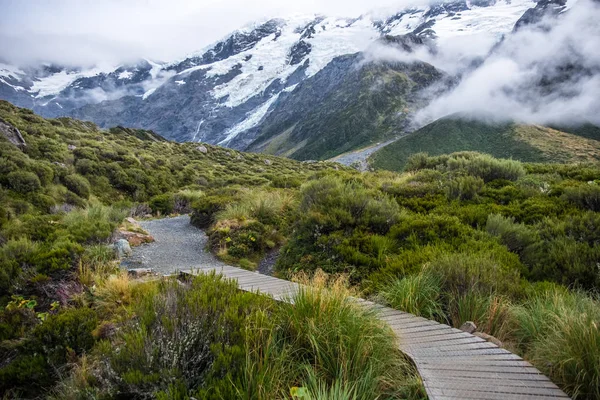 Hooker Valley Track Uno Los Paseos Más Populares Parque Nacional —  Fotos de Stock