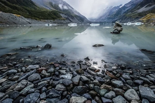 Hooker Lake Des Sites Les Populaires Dans Parc National Aoraki — Photo