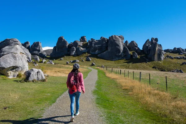 Scenic View around Castle Hill with Castle Hill Peak in the Background Locate in South Island of New Zealand