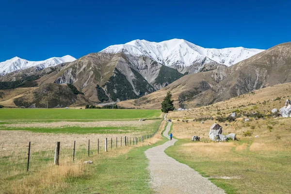 Scenic View around Castle Hill with Castle Hill Peak in the Background Locate in South Island of New Zealand