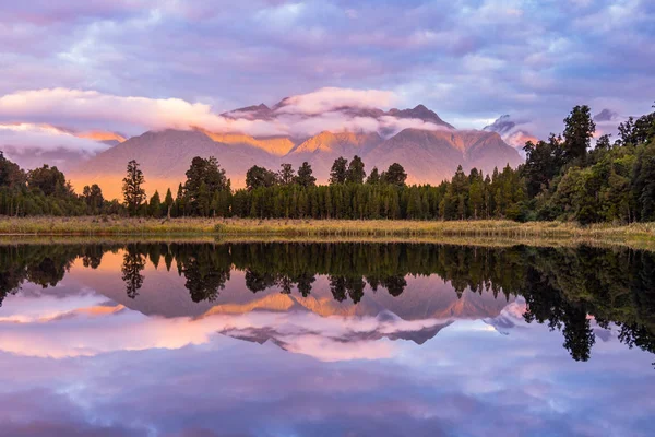 Lake Matheson Zoek Buurt Van Fox Gletsjer West Coast Van — Stockfoto