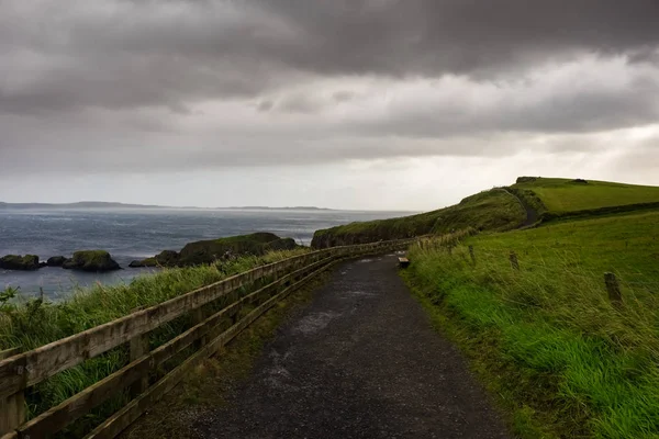 Carrick Rede Rope Bridge Uma Famosa Ponte Corda Perto Ballintoy — Fotografia de Stock