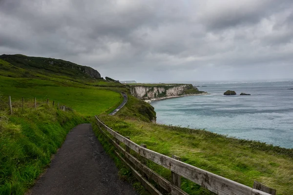 Carrick Rede Rope Bridge Uma Famosa Ponte Corda Perto Ballintoy — Fotografia de Stock