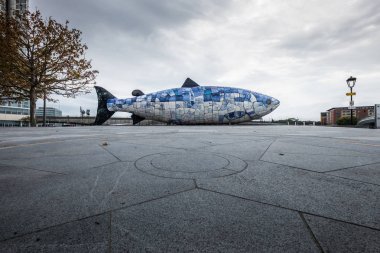 Bilgi somon veya Big Fish, Belfast City, bu metin ve resim görüntüleme ünlü bir dönüm noktası şehrin tarihi ilgili.