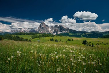Alpe di Siusi / Seiser Alm, Dolomitler, İtalya çevresindeki manzara