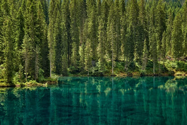 Landschap van Carezza Lake, Dolomieten, Italië — Stockfoto