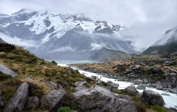 Paisagem Pista Hooker Valley Parque Nacional Mount Cook Nova Zelândia — Fotografia de Stock