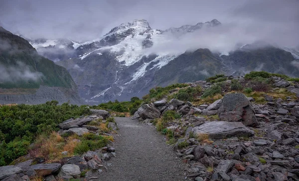 Paisagem Pista Hooker Valley Parque Nacional Mount Cook Nova Zelândia — Fotografia de Stock