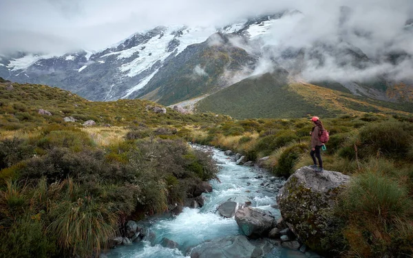 Krajina Hooker Valley Track Mount Cook National Park Nový Zéland — Stock fotografie