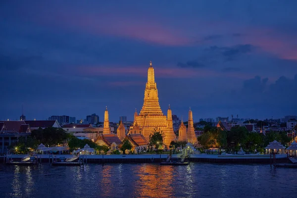 Paisaje Wat Arun Templo Del Amanecer Río Chaopraya Bangkok Tailandia — Foto de Stock