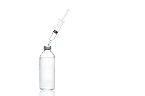 Banner Medical Theme Vaccination Syringe Glass Bottle Immunologic Medicine — Stock Photo, Image