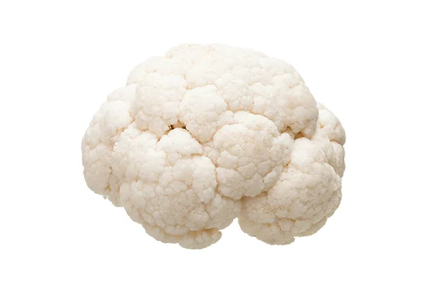 Head Cauliflower Fresh Vegetable Ripe Piece Vegetarian Food Isolated White — Stock Photo, Image