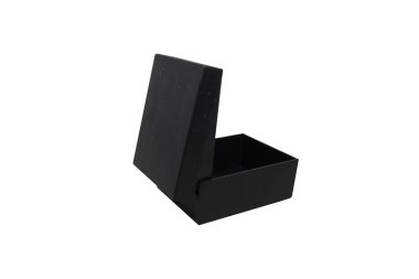 Beyaz arka planda izole boş siyah kutu mockup