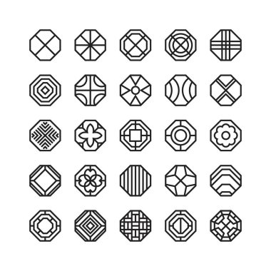 Sekizgen geometrik vektör simgesi, süslemesi