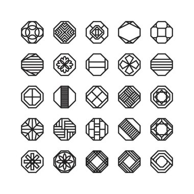 Sekizgen geometrik vektör simgesi, süslemesi